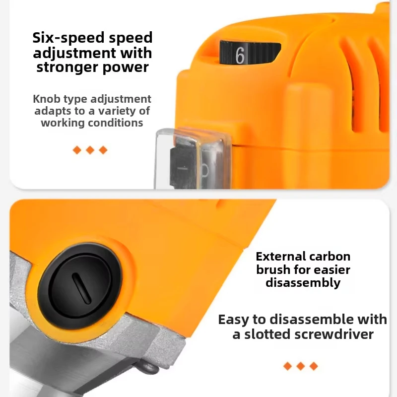 6 Speeds Electric Trimmer Wood Engraving Slotting Milling Trimming Machine Versatile Woodworking Router Power Tool EU Plug