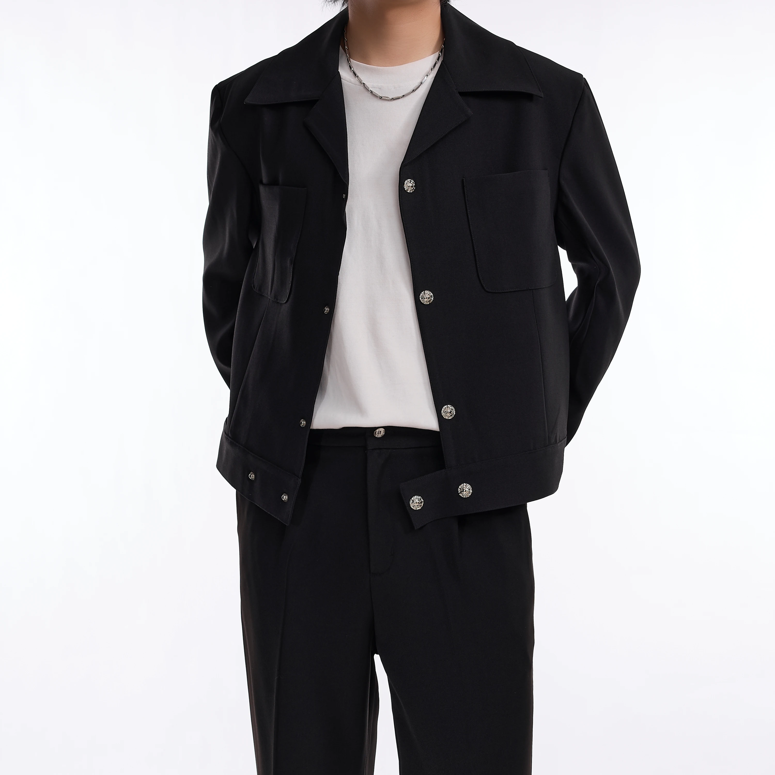 2024 new design high-end trendy simple short blazer men's Korean version of casual jacket