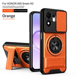 Rugged Magnetic Holder Military Armor Phone Case with Camera Protection for Honor 600 Smart (SJia - Orange)