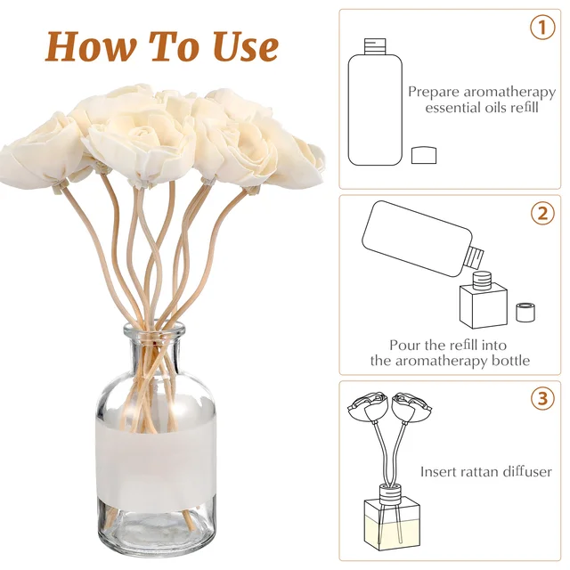 Tong Füves Virág Nád Diffúzor Aromaterápia Illóolaj -Újratöltés - Image 4