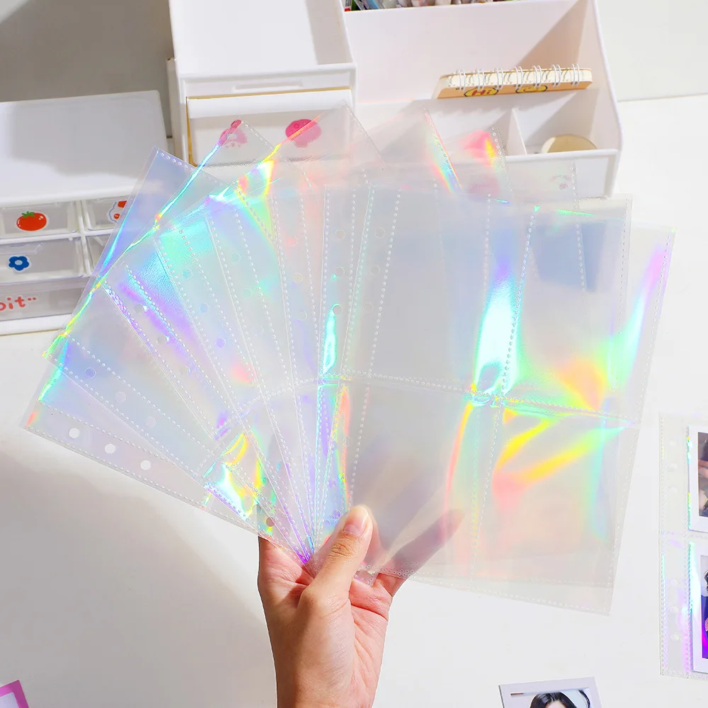 10 Pz A5 Laser Trasparente Portadocumenti Notebook 6 Fori Fogli Sciolti Fai Da Te Documento Borsa Raccoglitore Anelli Cartella Di Rilegatura Di Stocca