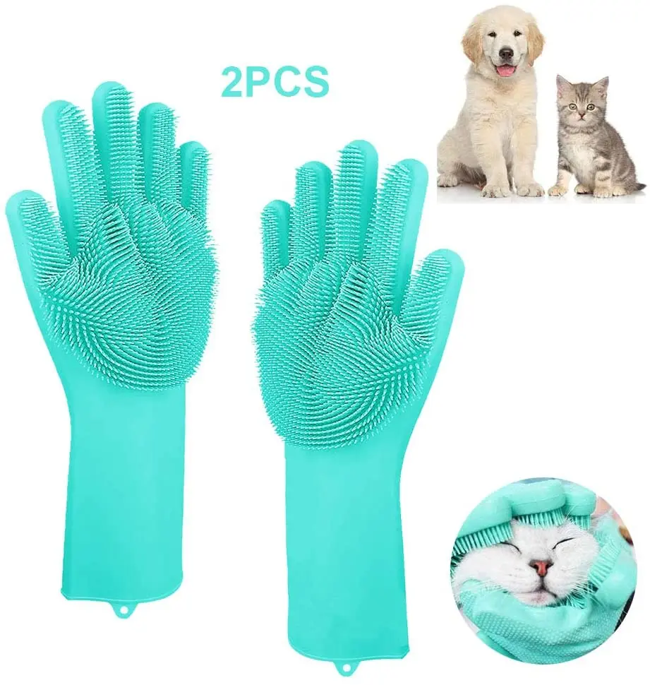 Pet Grooming Cleaning Gloves Dog Cat Bathing Shampoo Glove Scrubber