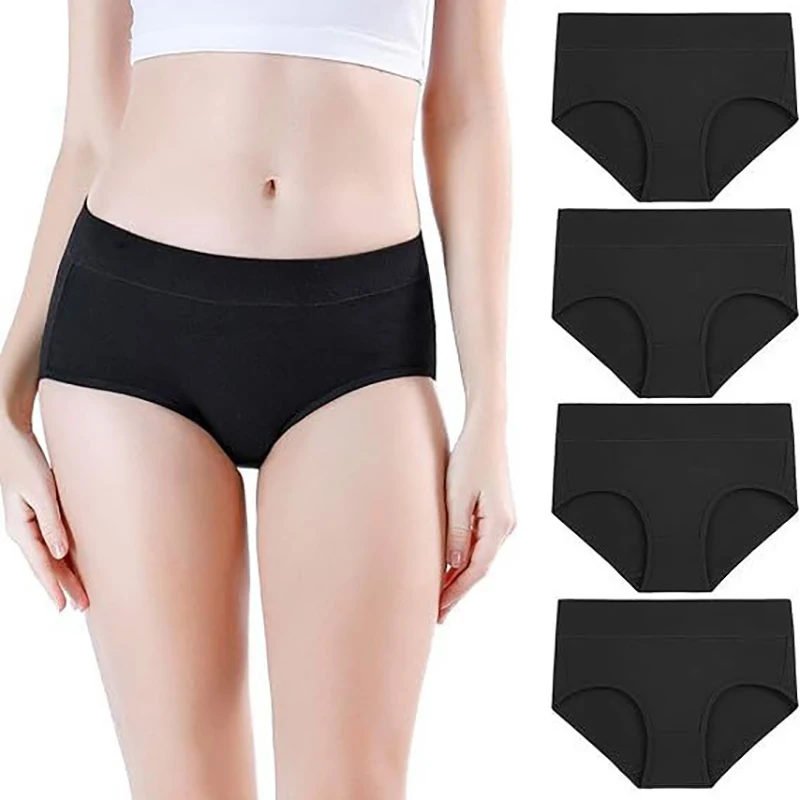 

Женское однотонное нижнее белье из чистого хлопка, с плотной талией
