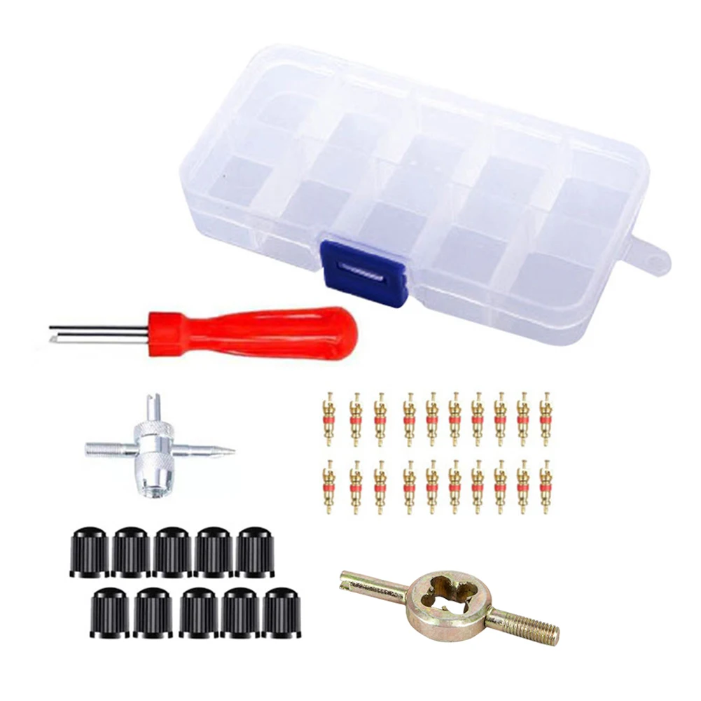 

33* Tire Repair Install Tool Sets Universal For Car Bicycle Slotted Handle Tire Valve Stem Core Remover Screwdriver Repair Tool