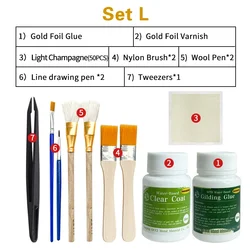 Deluxe Gilding Toolkit with Gold Leaf Sheets and Water-Based Glue & Varnish (Set  L)