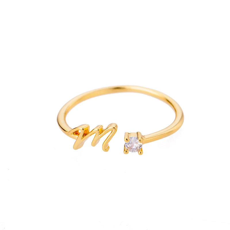 Finger Ring Cute A-Z 26 Letters Initial Name Rings for Women Adjustable Finger Alphabets Wedding Jewelry Gift