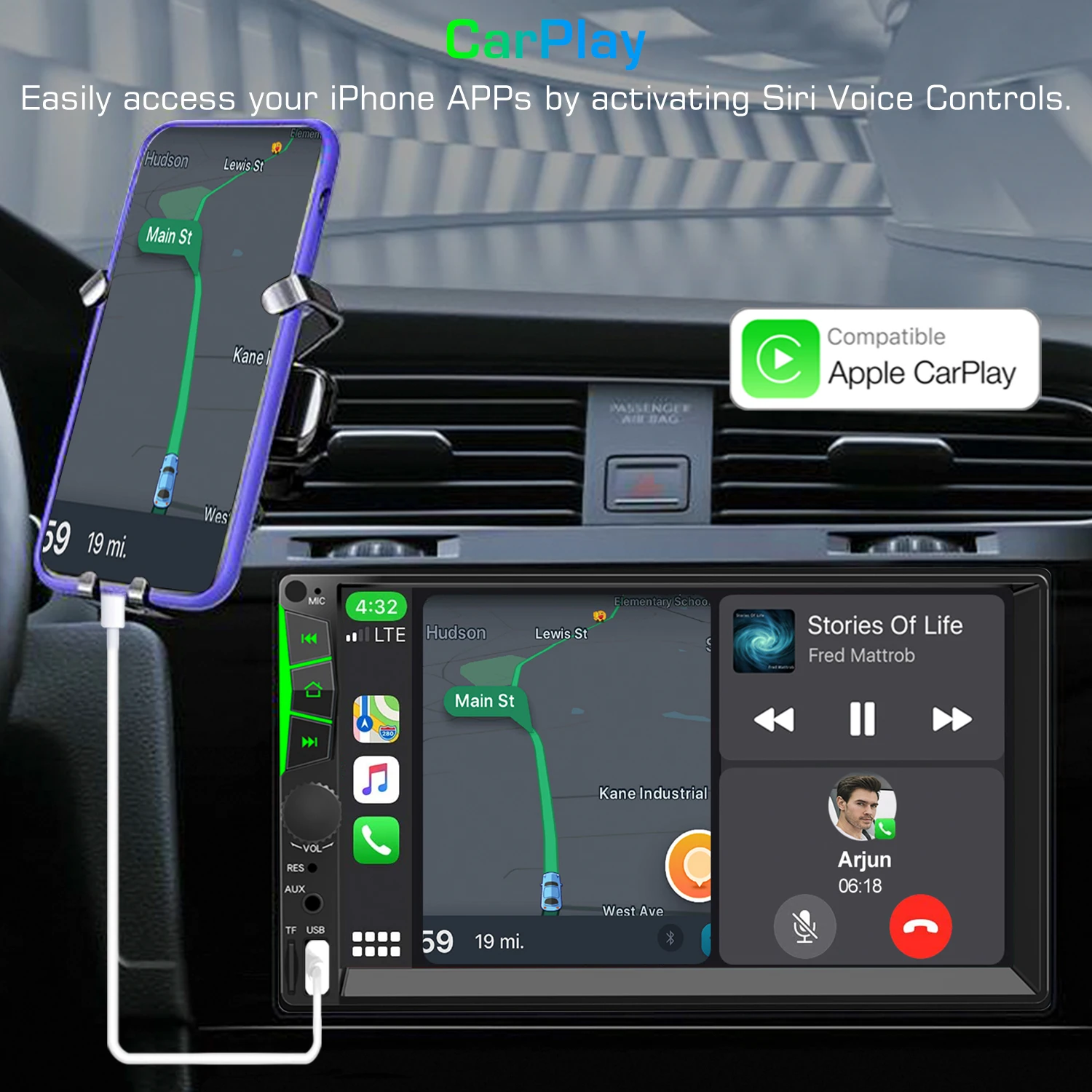 GRANDnavi Carplay Car Radio 2din Touch Screen Car Stereo Mp5 Player With Bluetooth Mirrorlink USB 2 Din Autoradio For Universal