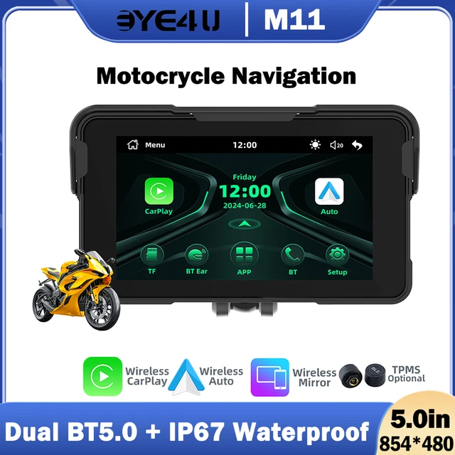 5 inch Wireless Navigation Motorcycle Carplay GPS WiFi Portable Motorcycle Android Auto Digital Monitor Dashboard TPMS USB C