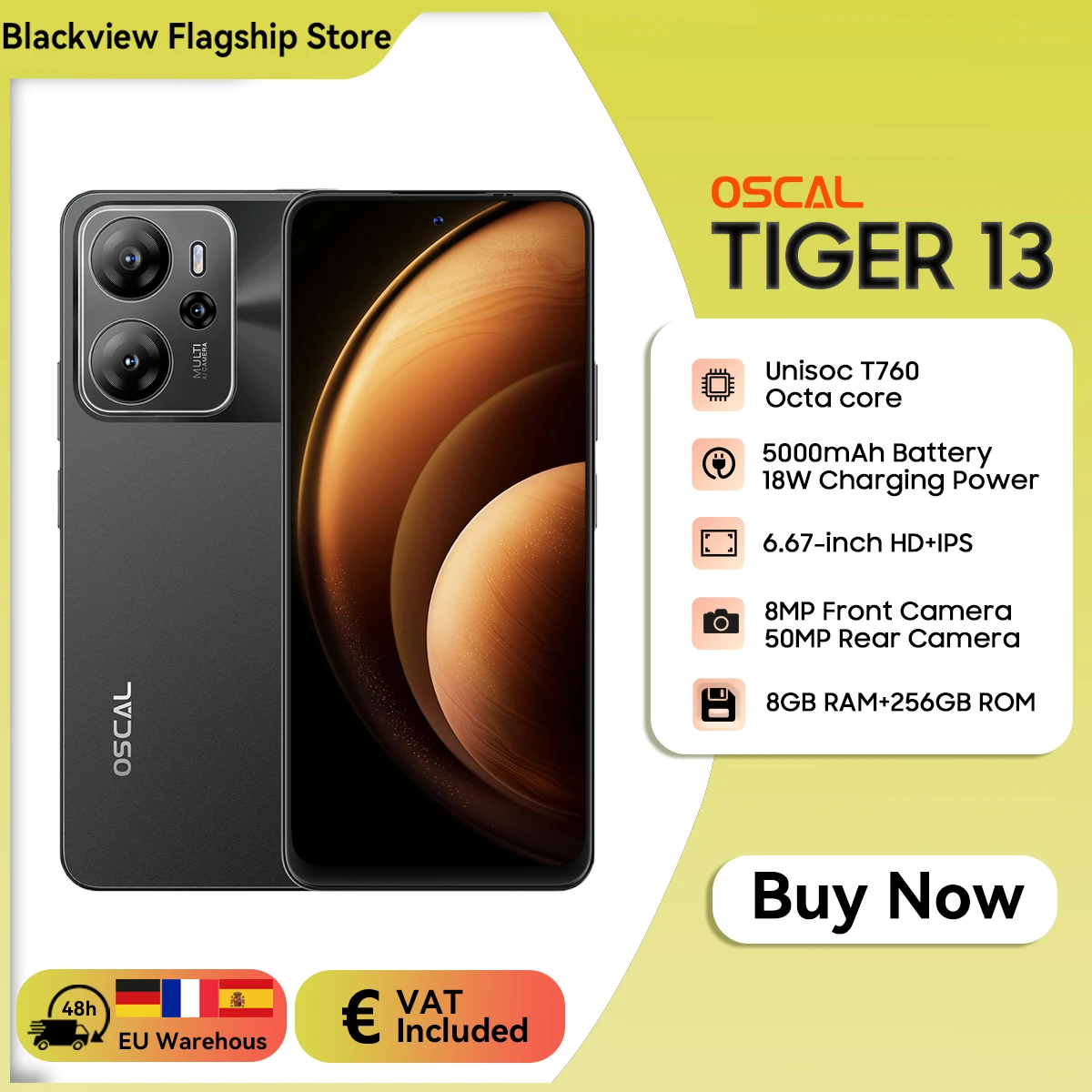 Oscal TIGER 13 5G Smartphone 24 (8+16) GB+256GB 6.67'' Display