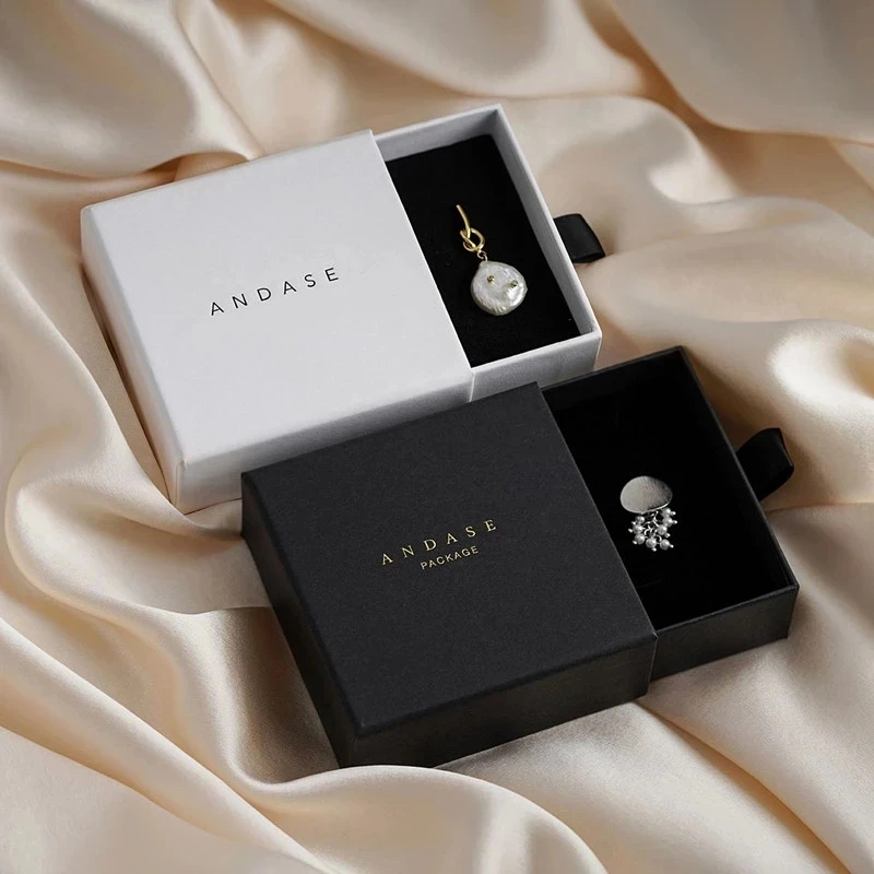 Custom LOGO design Box Necklace Bracelet Earrings ring box Packaging pink 100pcs Pull Out Wholesale Lots Bulk jewelry gifts boxs