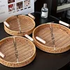 1/3 Piece Hand Woven Imitation Rattan Round Storage Tray Wooden Vintage Imitation Rattan Fruit Basket Snack Tray Storage Tray 3