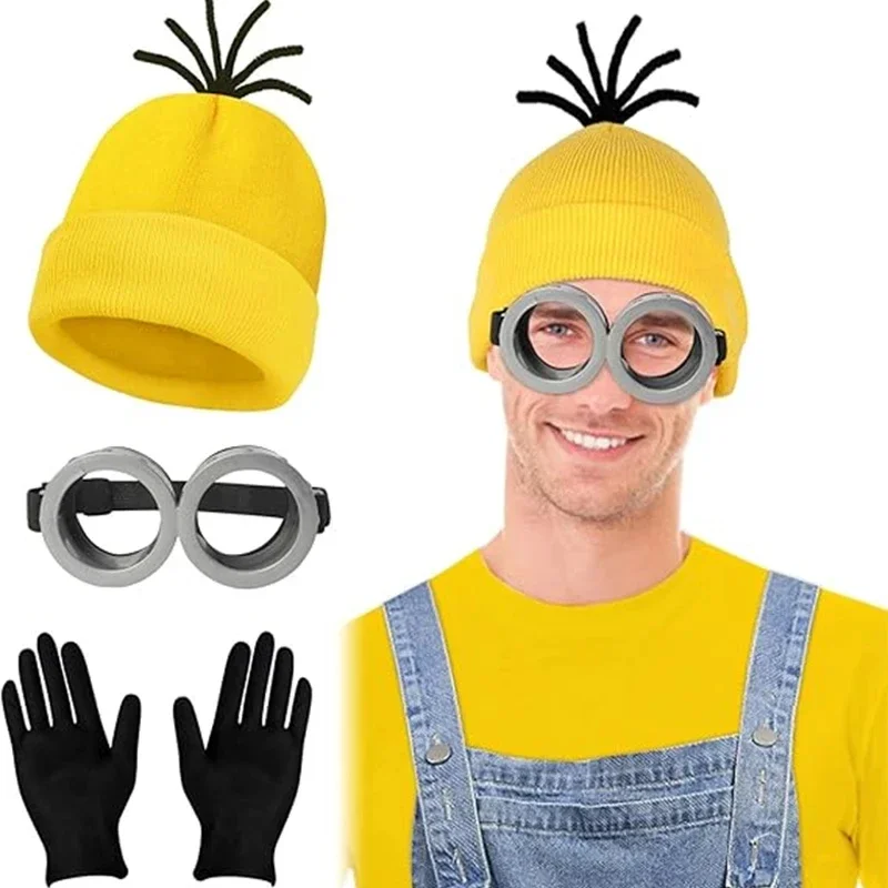 Set De 5 Accesorios Disfraz De Minion – Gorro Amarillo, Gafas Steampunk, Tutú, Tirantes Y Guantes – Ideal Para Halloween Y Carnaval, Adultos Y Niños