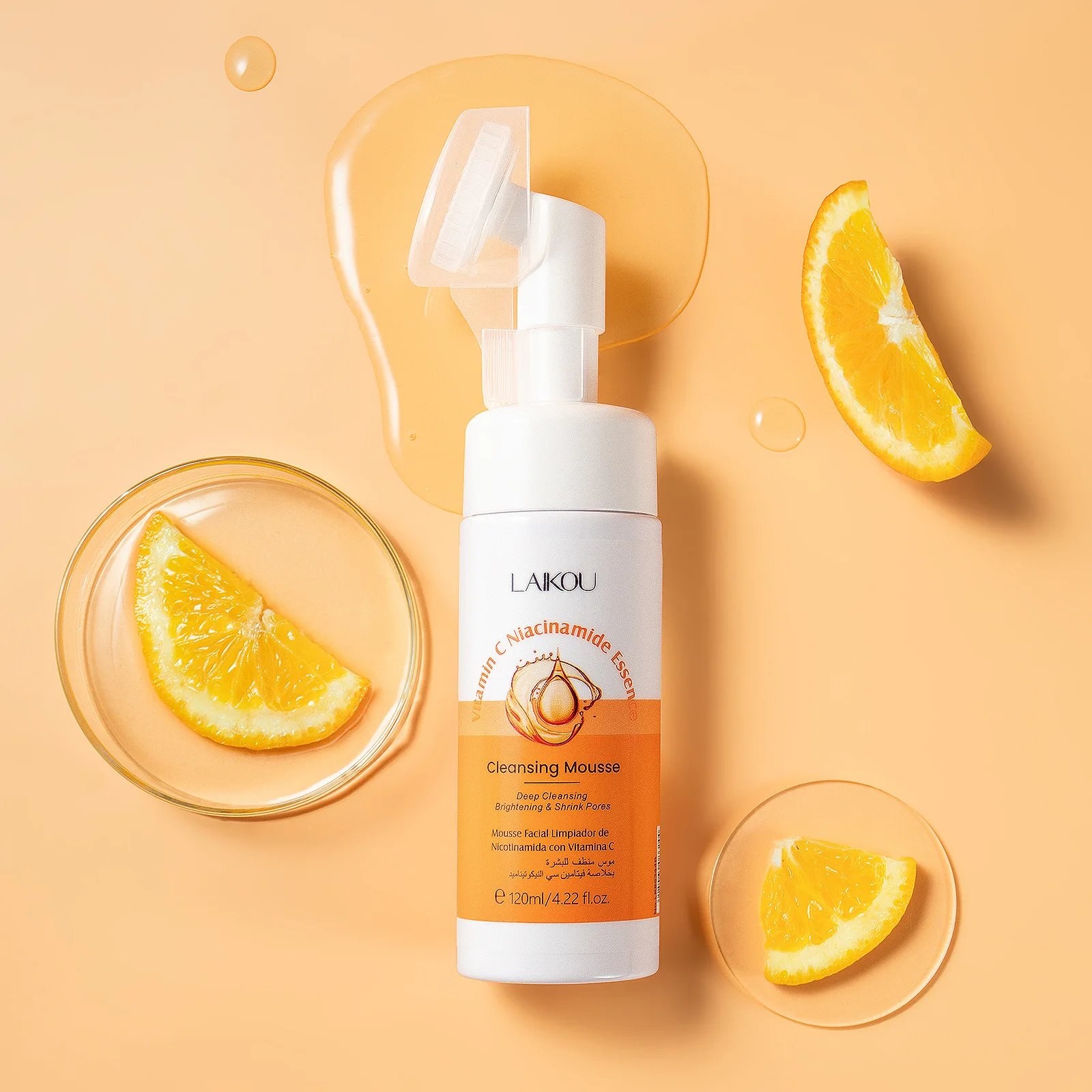 LAIKOU Vitamin C Facial Cleanser Skin Cleansing Moisturizing Blackhead Remove Skincare Face Wash Foam Face Skin Care osufi collagen soothing facial cleanser foam face wash remove blackhead shrink pores deep cleaning oil control whitening skin