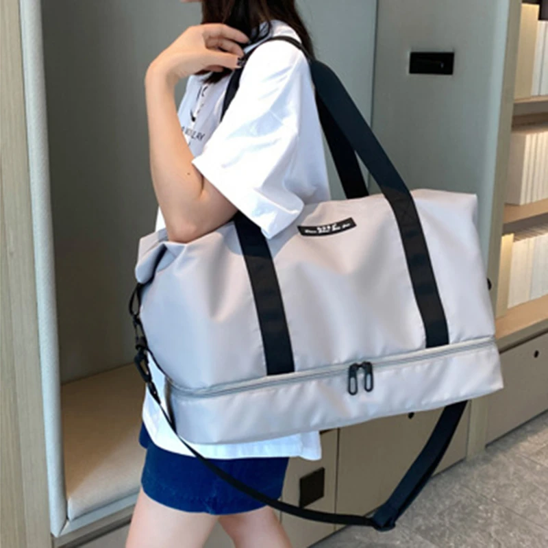 신발 칸막이가 있는 대용량 체육관 가방, 여행 배낭, 남녀공용 스포츠 피트니스 핸드백, 조절 가능한 어깨 스트랩 핸드백