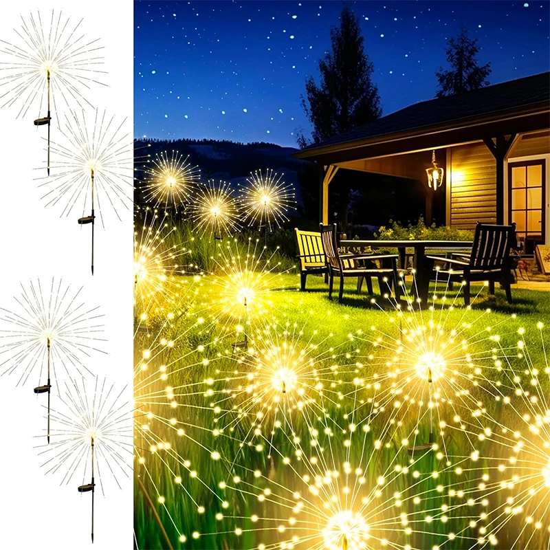 1/2/4Pcs Solar LED Firework Fairy Light Outdoor Garden Decoration Lawn Pathway Light For Patio Yard Party Christmas Wedding