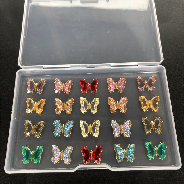 Box Red Nail Cherry Charms 3D Nail Rhinestones Mix Shape Nail Studs Shiny Nail Rhinestone Cute Glitter Nail Accessories Gems