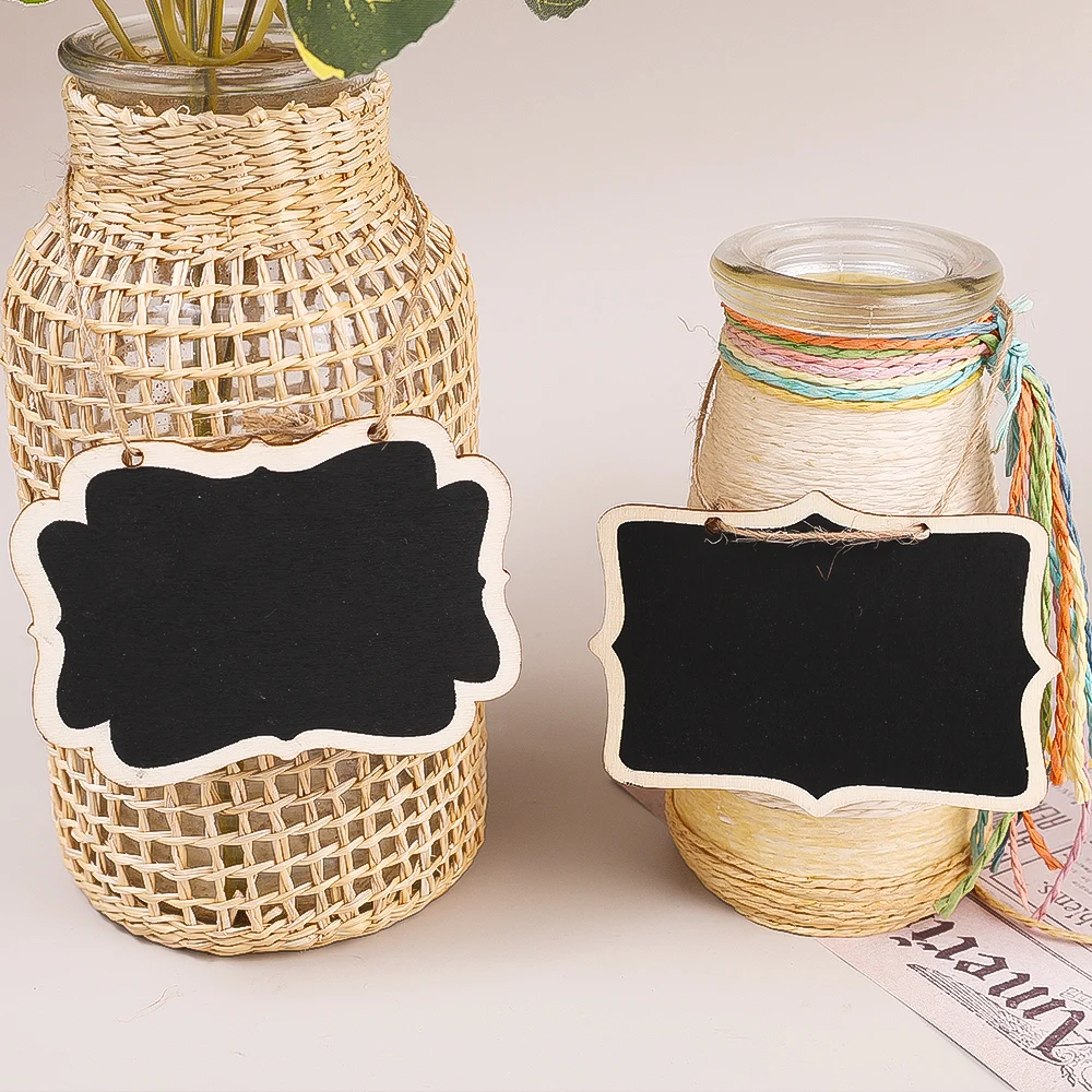 Hanging Wooden Double Side Blackboard DIY Detachable Lanyard Message Board Wedding Party Decoration Chalkboard Reusable