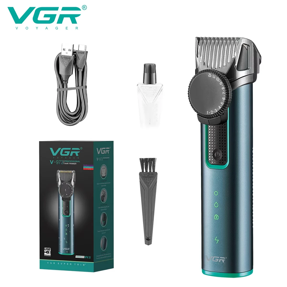 VGR الشعر المتقلب مقص الشعر الكهربائية مقاوم للماء...