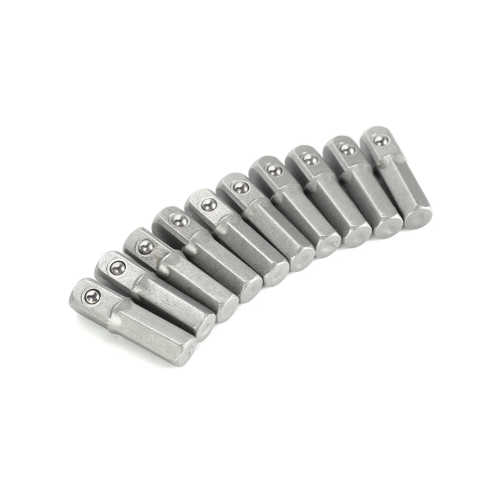 10pcs Drill Socket Adapter For Impact Driver Hex Shank To Square Socket Drill Bits Bar Extension 1/4