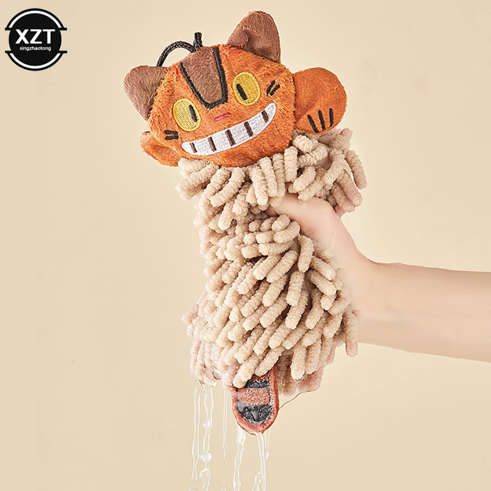 Cartoon Animal Cat Hand Towel for Kitchen Bathroom Chenille Super Soft Absorbent Quick-dry Handkerchief Home Microfiber Towel 2