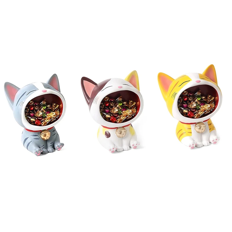 

Cute Cats Statue Ornament Storage, Modern Resin Art Sculpture Desktop Storage, Big Mouth Cats Collectible Figurines