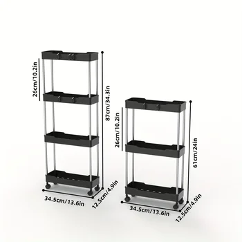 Bathroom Storage Rack With Wheels, 3/4 Layer Rolling Utility Cart, Bathroom Storage Organizer, Multi-purpose Utility Cart 4