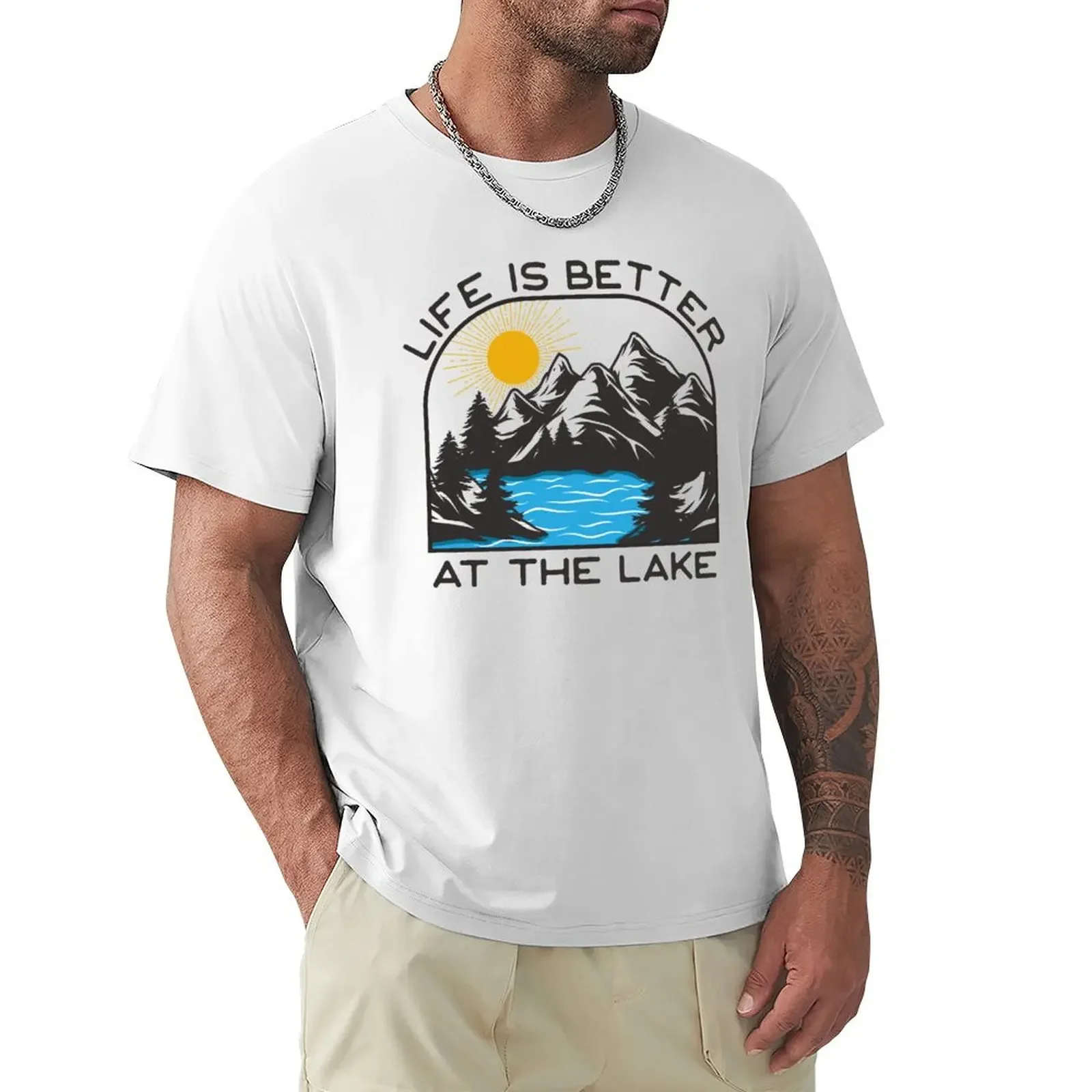 

Life Is Better At The Lake Beautiful T-Shirt Design T-shirt oversized graphics black t-shirts for men