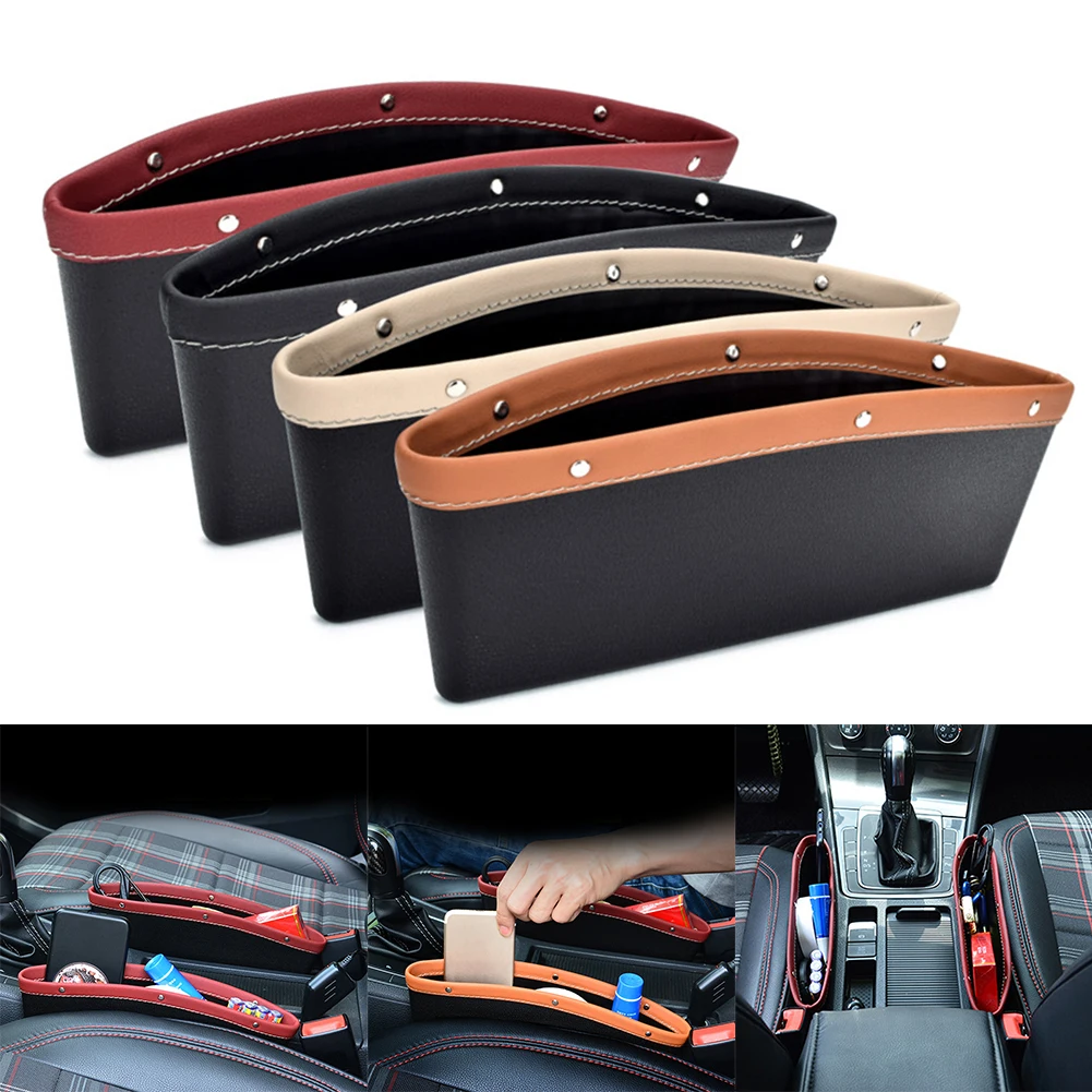 

Car Storage Bag Interior Accessories Car Console Gap Filler Side Leather Organizer Pocket Four Colors Optional Stowing Tidying