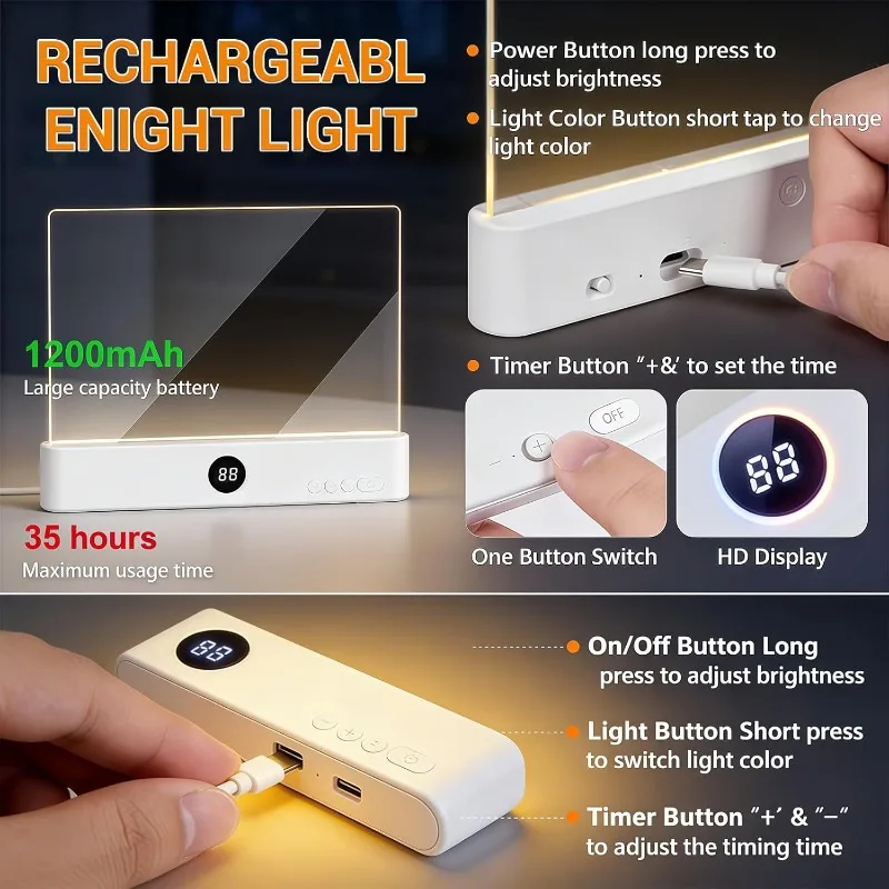 Rechargeable Dimmable LED Reading Light with Smart Bookmark Functionality