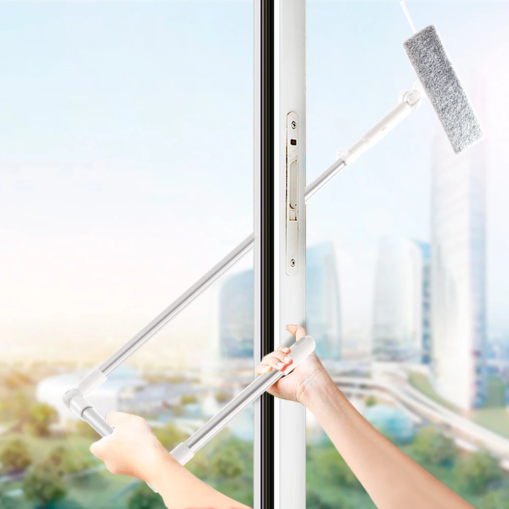 Telescopic Glass Cleaner Brush High-rise Window Cleaning for Washing Window  Squeegee Microfiber Extendable Window Scrubber