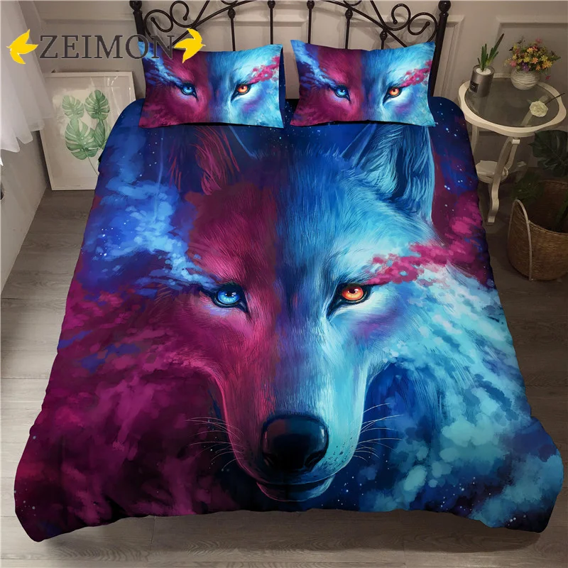 ZEIMON Fashion Wolf Pattern Bedding Sets Animal Polyester Duvet Cover