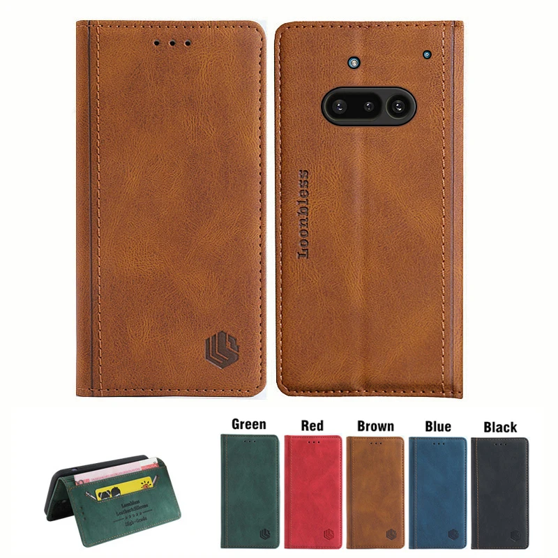 BAILI Custodia a portafoglio per Nothing Phone (3a), Cover a