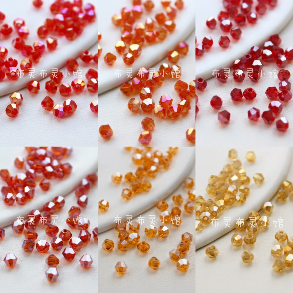 

50Pcs/Pack 4mm Austrian Polyhedral Red Diamond Crystal Glass Beads Loose Spacer Beads For Jewelry Making