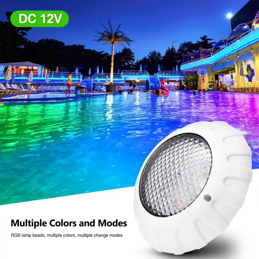 Swimming Pool Light 38W Underwater Pond Lights 12V Wall Mounted IP68 Waterproof Multicolor RGB LED With RF Submersible LED Light  Lamp Solar Powered Color Changing 