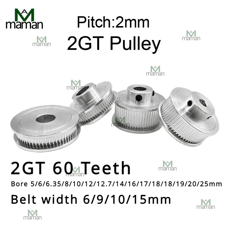 GT2 60 teeth BF pulley Bore 5 6 6.35 8 10 12 12.7 14 16 17 18 18 19 20 25mm tooth Belt width 6 9 10 15mm 3D printer parts,3d printer accessories,timing belt pulley,fixed pulley,timing pulley,belt pulley