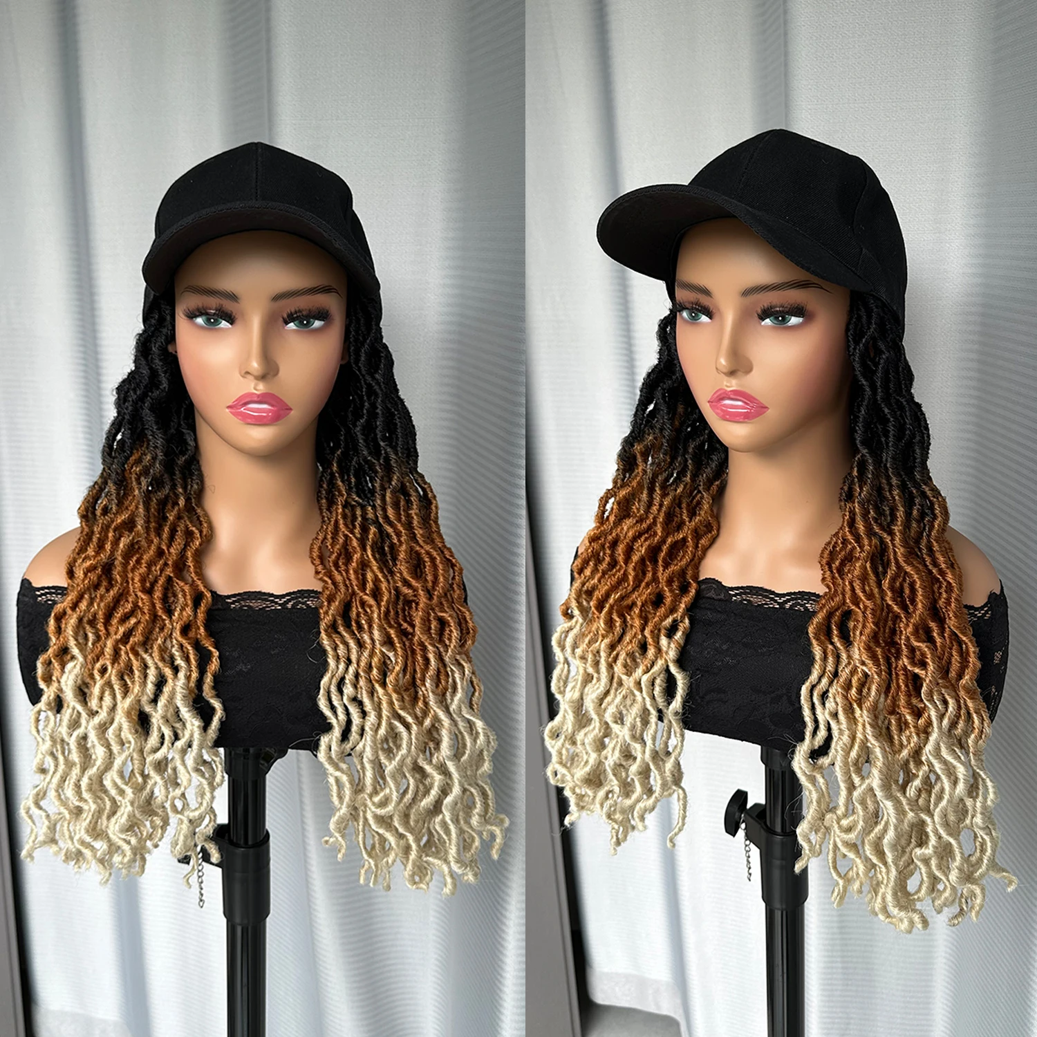 Baseball Cap Hat Synthetic Wig Hair With Faux Locs Crochet Braiding Crochet Hair For Black Women Ombre Twist Dreadlocks Hair Wig