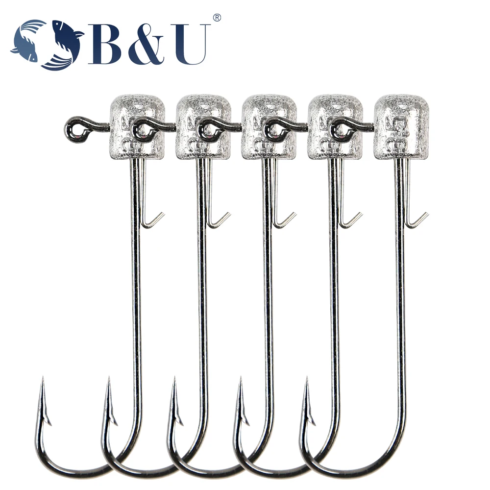 B&U NED head jigs hook 2g-14g All size Round Ball Jig Head Hook Weedless Long Shank Secondary hooks For Soft Worm Fishing 5pcs jig head fishing hook 3 5g 5g 7g 10g round ball jig hook with blade weedless fishhook for soft worm fishing