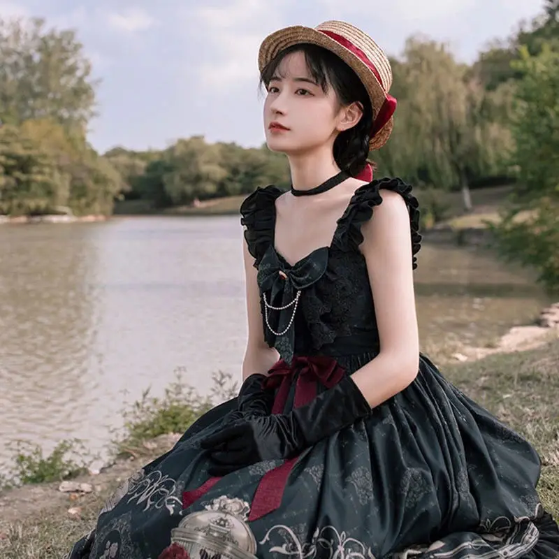 Dark Style Gothic Lolita Jsk Nightingale and Rose Vintage Women Harajuku Lolita Victorian Princess Party Dress lolita dress lolita suspender dress lolita cosplay costumes