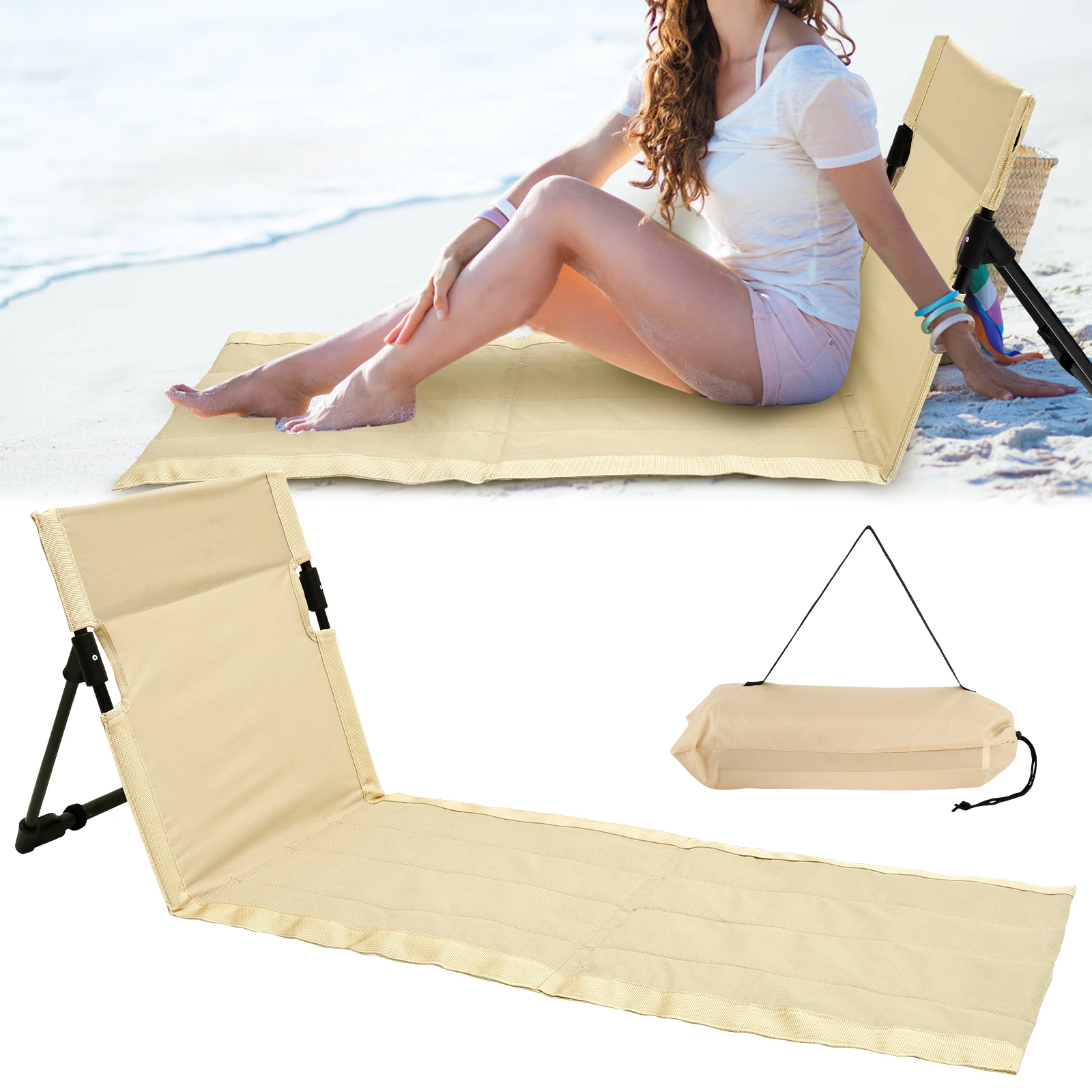 Outdoor Foldable Camping Chair Oxford Cloth Camping Floor Chair Garden Park Single Lazy Backrest Cushion Picnic Back folding chair