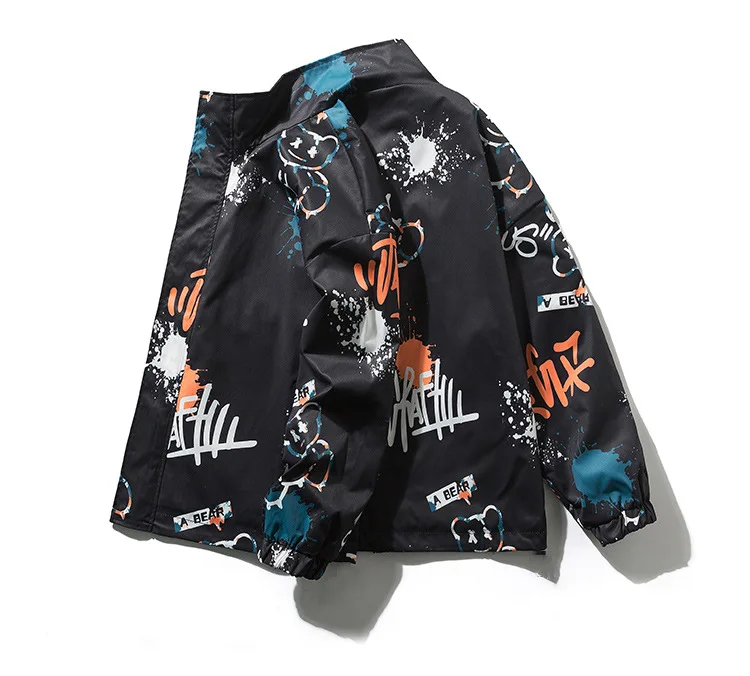Hsa 2022 Autumn Winter Men\'s New In Parkas Fall Casual Cartoon Graffiti Jackets Black White Harajuku Chic Hip Hop Male Coat