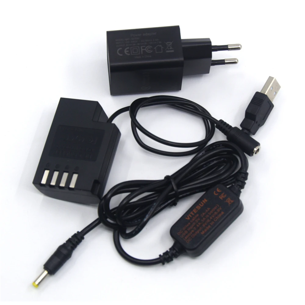 

USB DC Cable+QC 3.0 Charger+DCC12 DC Coupler BLF19 BLF19E Dummy Battery for Lumix DMC-GH3 GH4 GH5 DMC-GH5s Camera