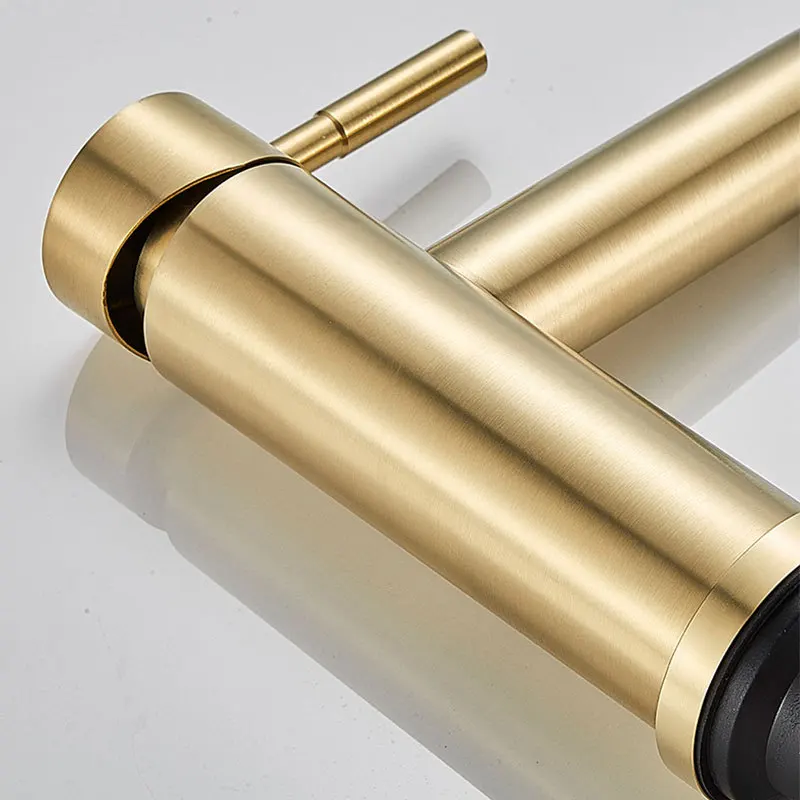 Brushed Gold Stainless Steel Bathroom Faucet Image 6