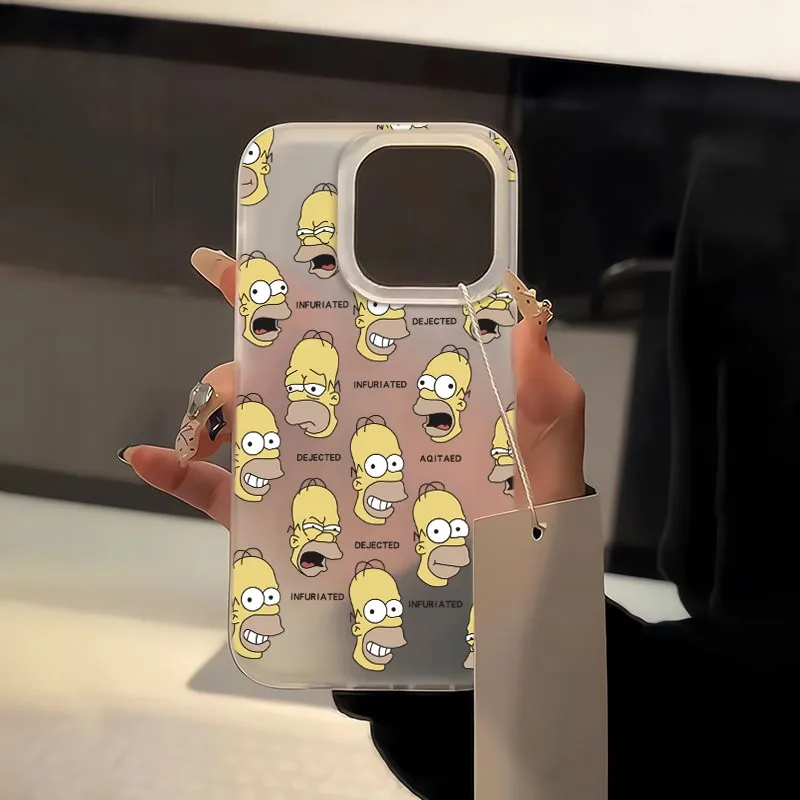 Charming Matte Transparent Frosted Full Screen Phone Case with S-Simpsons Design