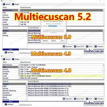 Multiecuscan 5.2 Per Fiat/Chrysler/Dodge/Jeep/Suzuki Scanner Software 4.8 / 4.9 / 5.0 Funziona con lo strumento diagnostico ELM327 / OBD II