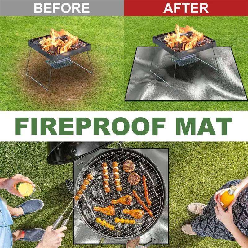 Cheap Camping Fireproof Cloth BBQ Flame Retardant Insulation Mat Blanket  Glass Coated Heat Insulation Pad Outdoors Picnic Barbecue Mat