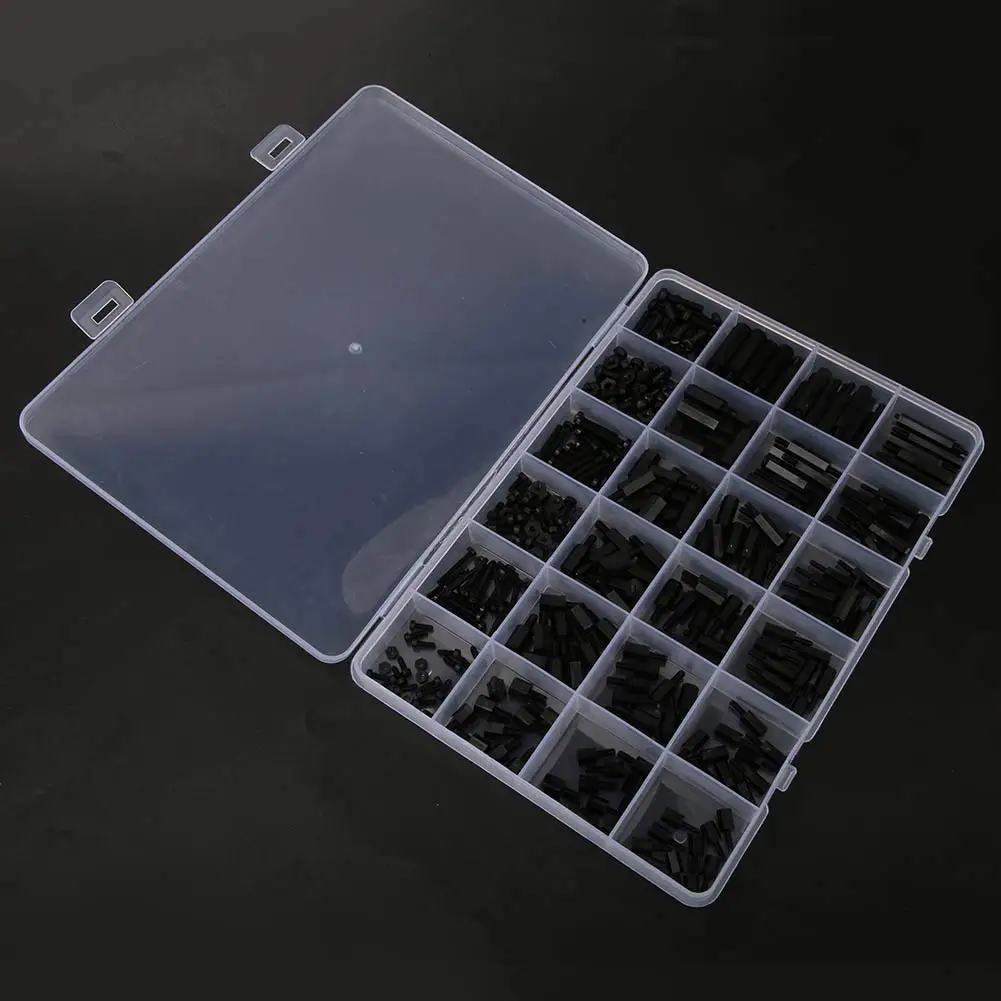 360 Stück m2/m2, 5/m3 schwarzes Nylon-Sechskant-Abstandshalter-Abstandshalter-Schraubenmutter-Sortiments kit, wärme isolierende Korrosions beständigkeit – Detail 7