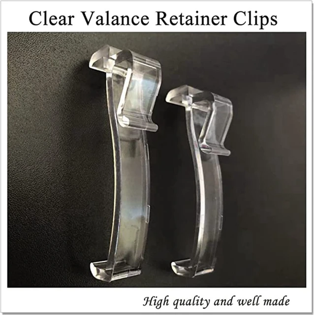 2 Inch Hidden Valance Clips For Horizontal Blinds - Clear Plastic, 10 Pack (for Slotted Groove Valances)