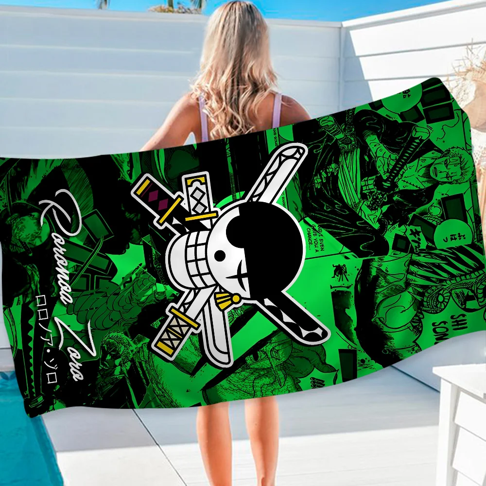 Japanese Anime One P-Piece Beach Towel Cartoon Cute Summer Kids Large Bath Pool Microfiber Absorbent for Swimming Travel 6