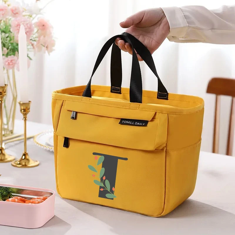 

O-ZCartoon Letter Print Commuter Lunch Bag with Large Capacity Internal Waterproof and Thermal Insulation Ice Bag