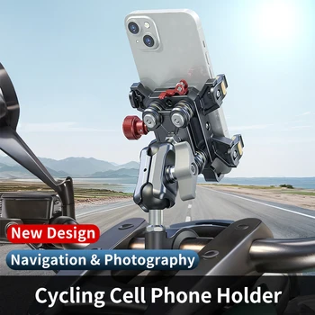 Soporte de aluminio para teléfono de motocicleta, soporte para teléfono móvil para motocicleta eléctrica, ATV, Scooter para teléfono de 6,1 2